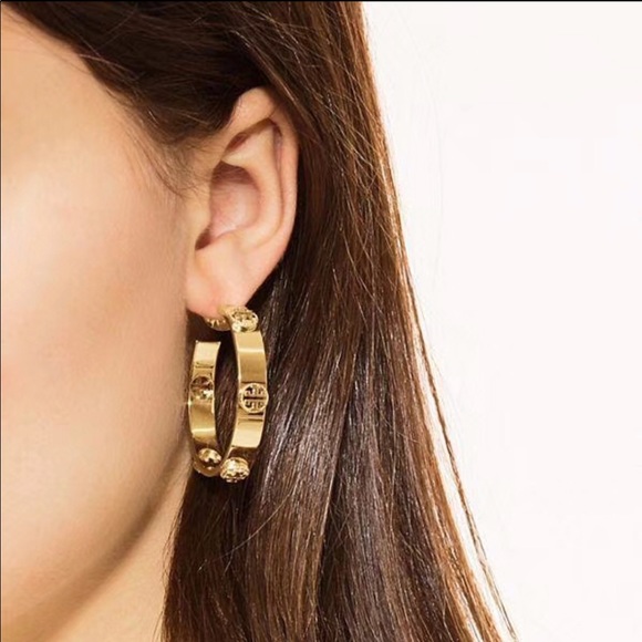 Tory Burch Jewelry - Brand New! Tory Burch logo hoop gold tone Earring